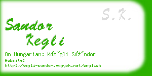 sandor kegli business card